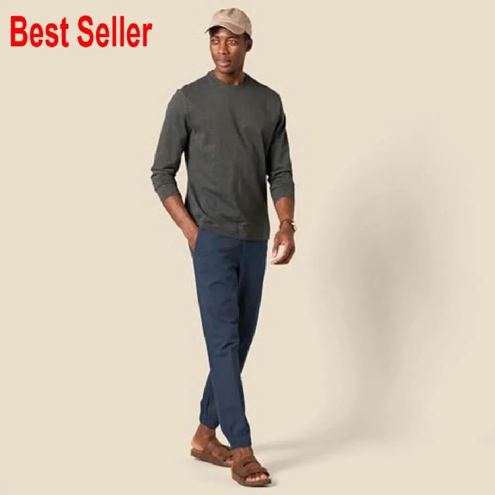 Men's Straight-Fit Chino Jogger Pant Stretch Cotton Twill Casual Modern